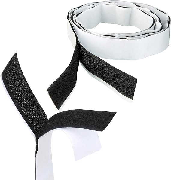 TRIXES Hook and Loop Self Adhesive Bands Pack of 2 Black Each 1m