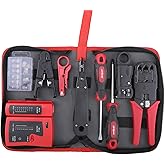 Hi-Spec RJ45 Crimping Tool Kit, 9pc Network Cable Tester Set, Ethernet LAN Crimper with Punch Down Tool & Coax Stripper for C