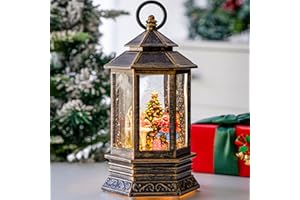 ZQQLITE Nutcracker Christmas Snow Globe Lantern Indoor Decor Walnut Soldier with Music and Timer,6H Timer,USB Lined/Battery Operated Lighted Lantern for Christmas Festival Decoration Giftsts
