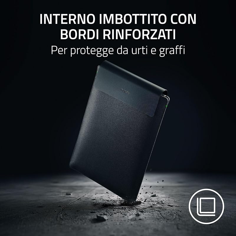 Laptop Sleeve 16" con ricarica wireless - Due zone compatibili con MagSafe per telefono e auricolari - Ricarica rapida fino a 15 W - Interno imbottito - Tessuto in poliestere leggero | Nero