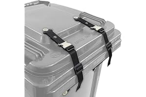 xicveiuz Metal Buckle Trash Can Lid Lock, Adjustable Strap Use for Locking Outdoor Waste Bin, Animals Proof Straps for Securing Garbage Can, 2 Pack