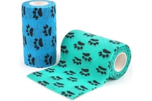 AUPCON Vet Wrap Cohesive Bandages Bulk Self Adhesive Bandage Wrap Self Adherent Wrap Non-Woven for Dogs Pet Animals & Ankle Sprains & Swelling 3 Inch x 5 Yards (2 Pack Lack Blue & Blue)