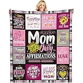 Poekuao New Mom Gifts Blanket - Mama Daily Affirmations Throw 50x60, Postpartum Self Care Gift for Mommy to Be, Christmas Birthday Blanket for Boy or Girl Mom