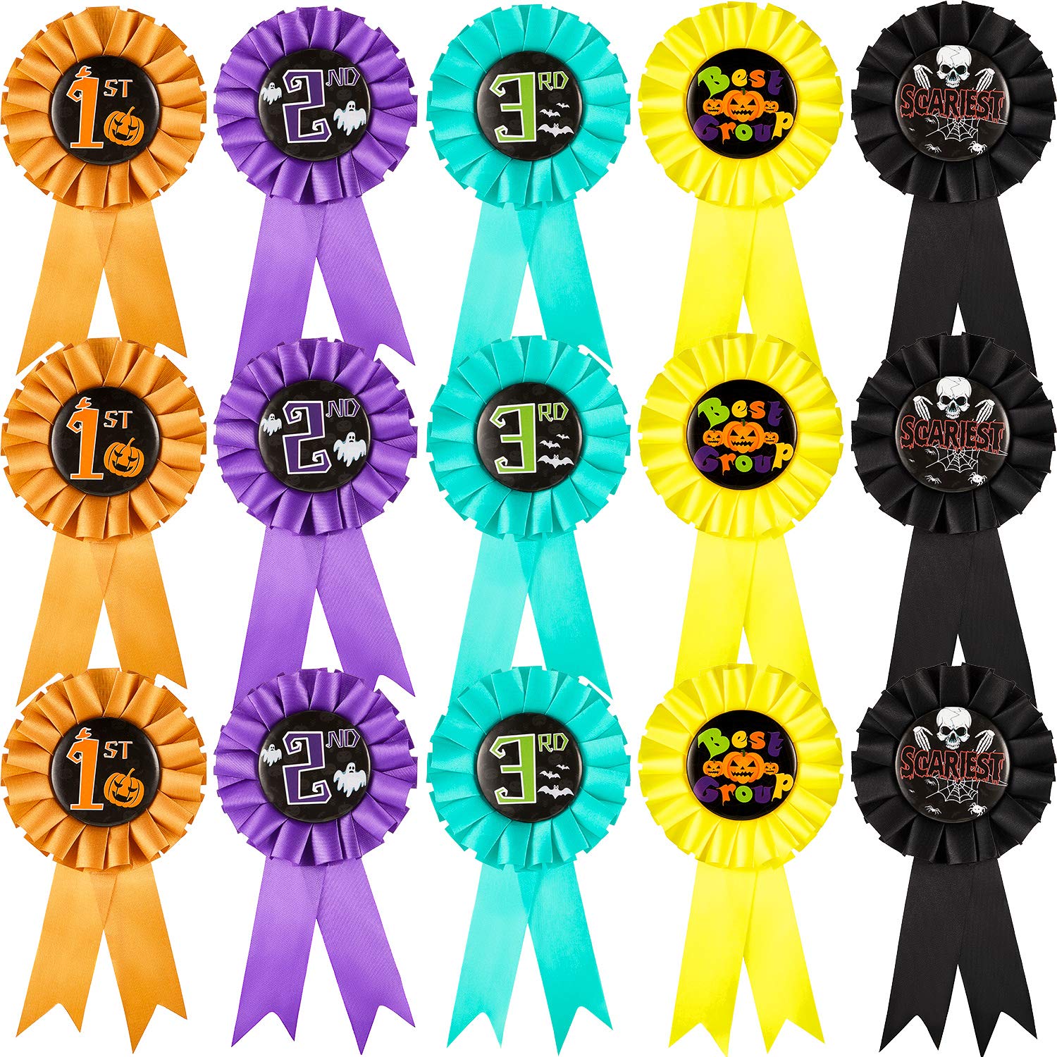 Photo 1 of 15 Pieces Halloween Award Ribbon Halloween Party Costume Contest Award Prize Pumpkin Ribbons for Halloween Award Party Favors Celebration Spooky Themed Decorations