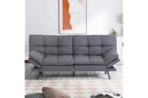 Hcore Convertible Futon Sofa Bed,Sleeper Futon Bed Couch,Memory Foam Futon Sofa,Loveseat Sofa Bed,Small Splitback Polyester Modern Sofa for Living Room,Office,Apartment,Classic Grey