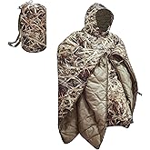 AUSCAMOTEK Camouflage Insulated Poncho with Hood - Convertible Wearable Sleeping Bag for Duck & Deer Hunting Fishing Camping