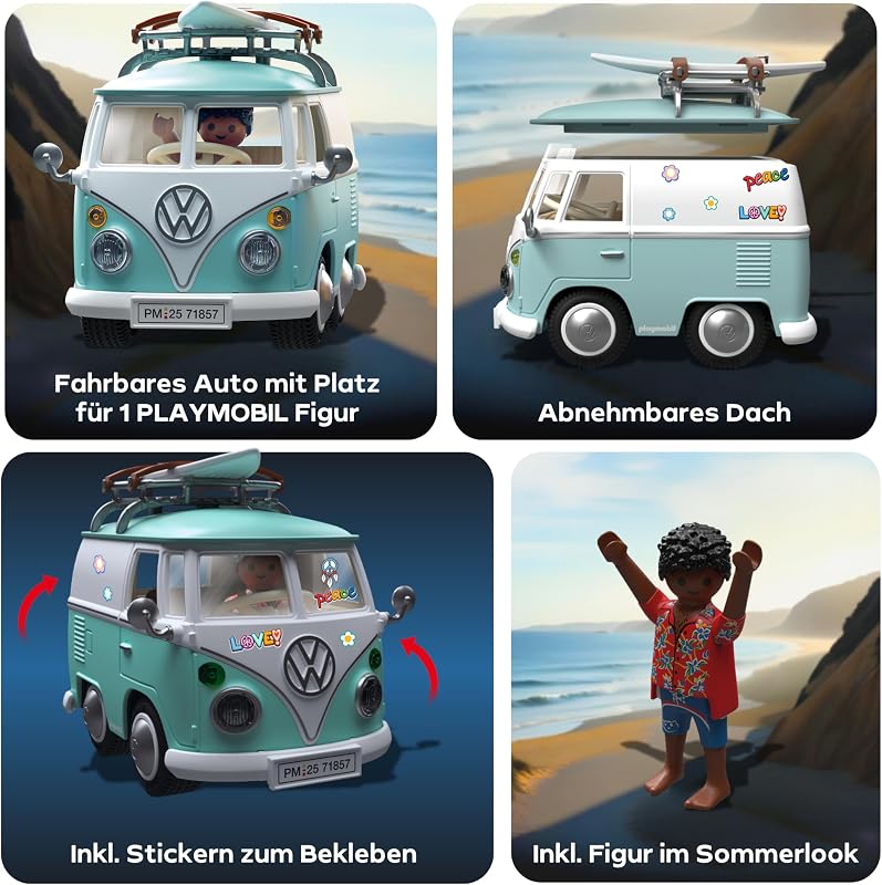 | Collector Cars | Volkswagen T1 Camper | Modellauto für Erwachsene & Kinder | Mit Stickern zum Personalisieren | Geschenk für Auto-Fans | Detailgetreues Design | 71857