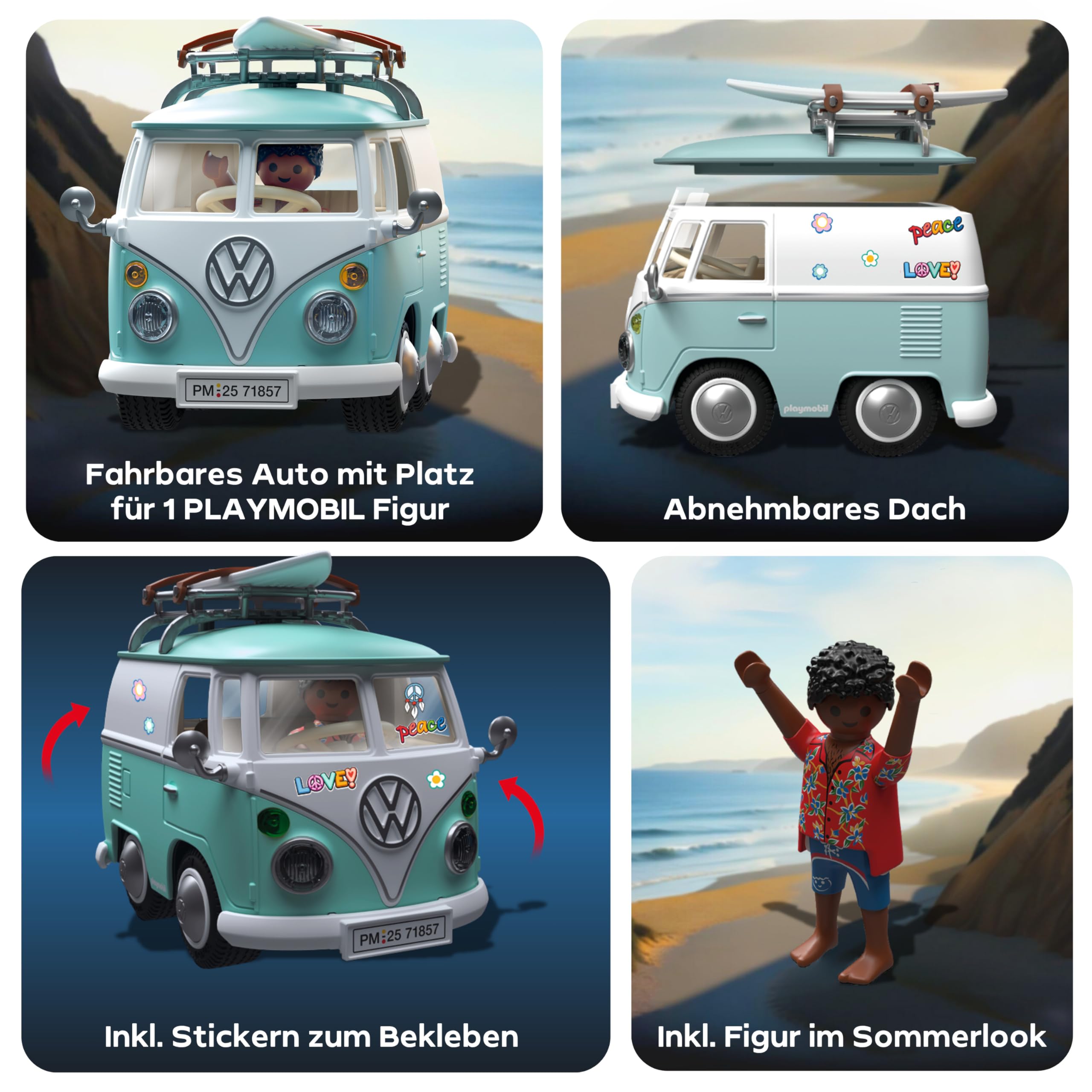 PLAYMOBIL | Collector Cars | Volkswagen T1 Camper | Modellauto für Erwachsene & Kinder | Mit Stickern zum Personalisieren Auto-Fans | Detailgetreues Design | 71857 4