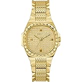 GUESS Textured Gold-Tone Analog Watch