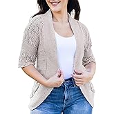Loxdonz Women's Short Sleeve Crochet Knitted Bolero Shrug Cardigan Cropped Sweater