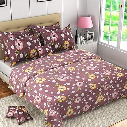 COZIER ENTERPRISES Superfine by MAFATLAL 144 TC Soft Cotton King Size Double Bed Bedsheet with 2 Pillow Covers, Luxurious Bedding Set Combo (Purple)