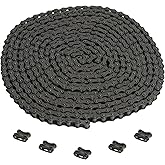 #41 Roller Chain 20 Feet Carbon Steel Chains with 5 Connecting Links Pitch for Chain Driven Sliding Gate Opener, Mini Bikes, Scooters, Garage Hanger Door Karts Bike