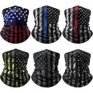 Awumbuk Neck Gaiter for Men Women, 6 Pack Face Mask Breathable Face Cover for Sun UV Protection Bandana Scarf Cycling Running