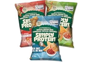 Simply Protein - Tortilla Chips, Restaurant Style Protein Chips, Variety Pack - 12g Protein, 240 Calories, Gluten Free, Vegan