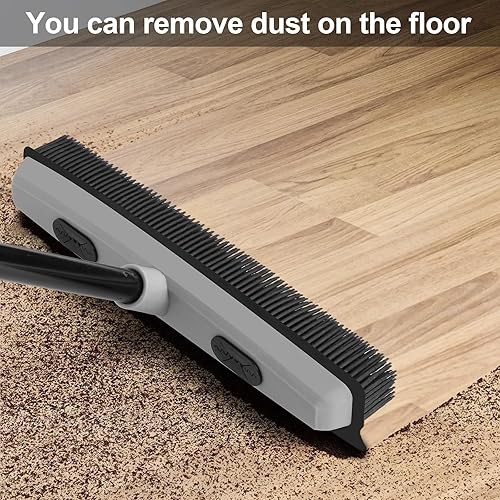 Pet Hair Removal Rubber Broom with Squeegee, Carpet Rake for Pet Hair with  59