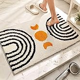 Boho Bathroom Rugs Cute Bohemian Bath Rug Non-Slip Microfiber Abstract Bath Mat for Bedroom Small Carpet Farmhouse Decor Soft Funny Beige Washable Rugs for Bathtub/Vanity/Toilet 16x24 inch