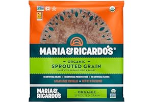 MARIA AND RICARDO'S Maria & Ricardo's Organic Sprouted Tortillas. (3 Pack) USDA Certified Organic, Non GMO PV, Vegan, Kosher. 6 Tortillas per Pack