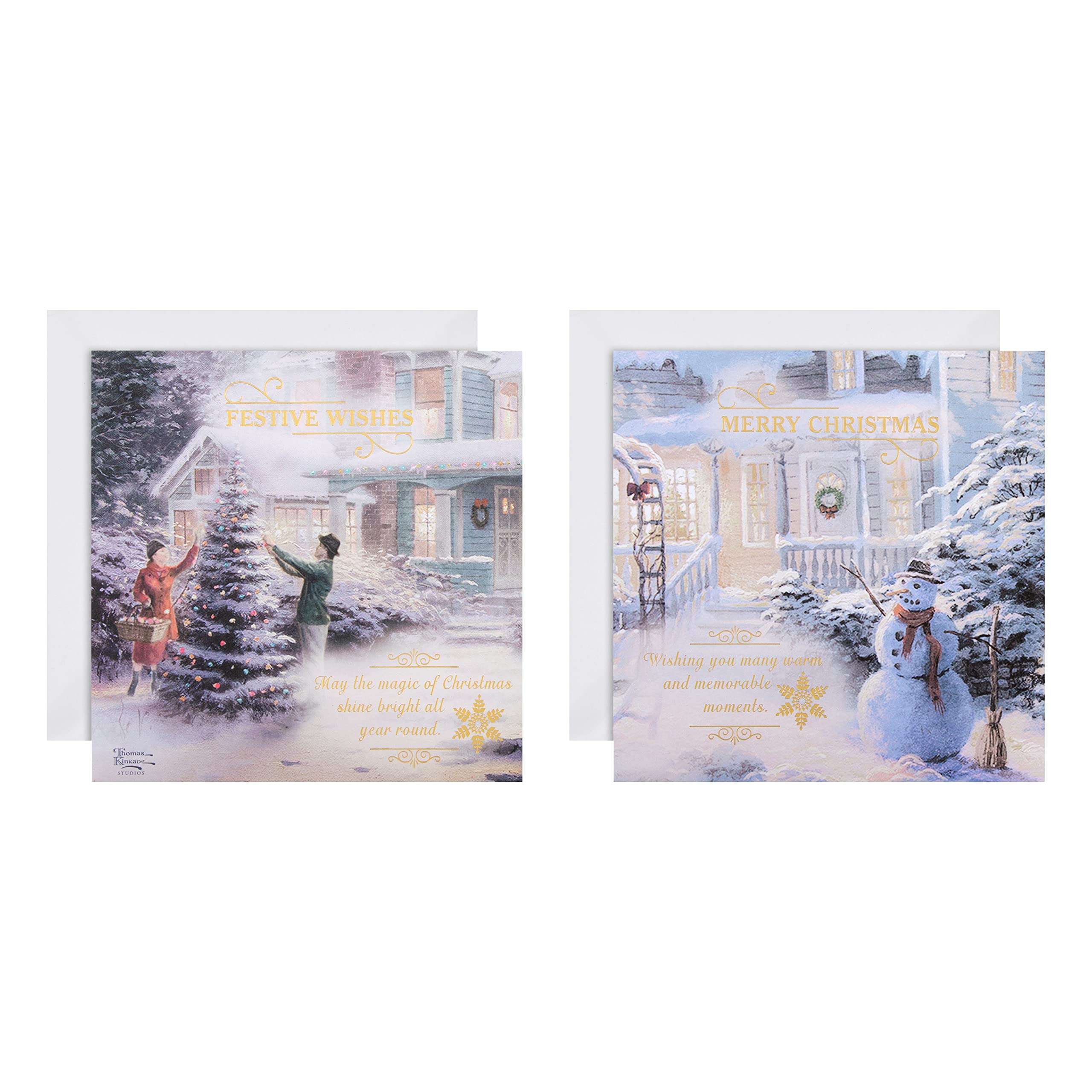 Hallmark Multipack Christmas Cards, Charity Cards, Pack of 16 in 2 Thomas Kinkade Traditional Designs