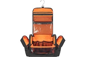 Prokva Tactical Toiletry Travel Bag for Men, Hanging Dopp Kit Hygiene Bag Shower Organizer with Hook for Toiletries and Shaving Care, Black (Empty Bag)