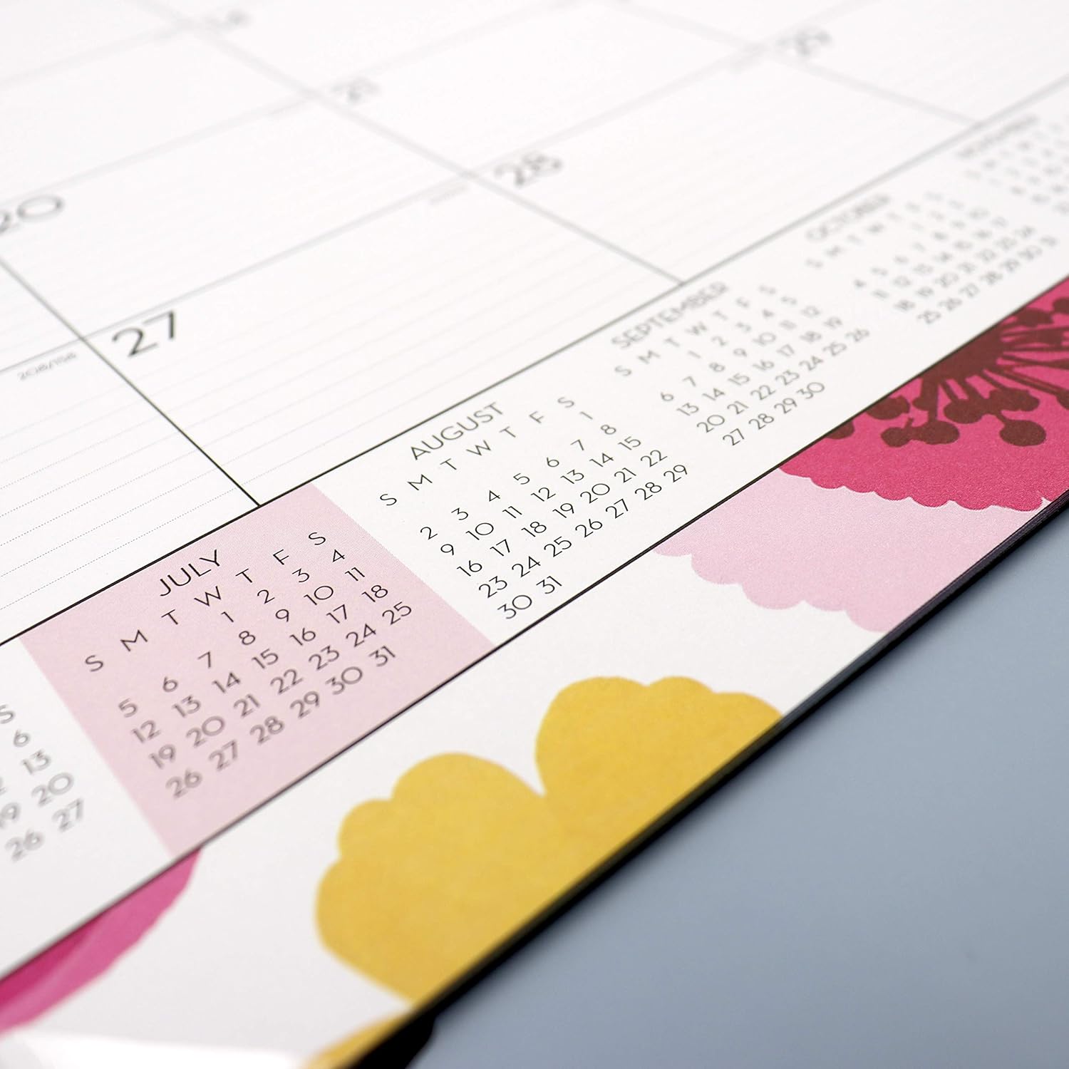 Blue Sky 2020-2021 Academic Year Monthly Desk Pad Calendar, Trim Tape Binding, Two-Hole Punched, Ruled Blocks, 22" x 17", Mahalo : Office Products