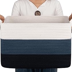 OIAHOMY Blanket Basket, Rectangle Woven