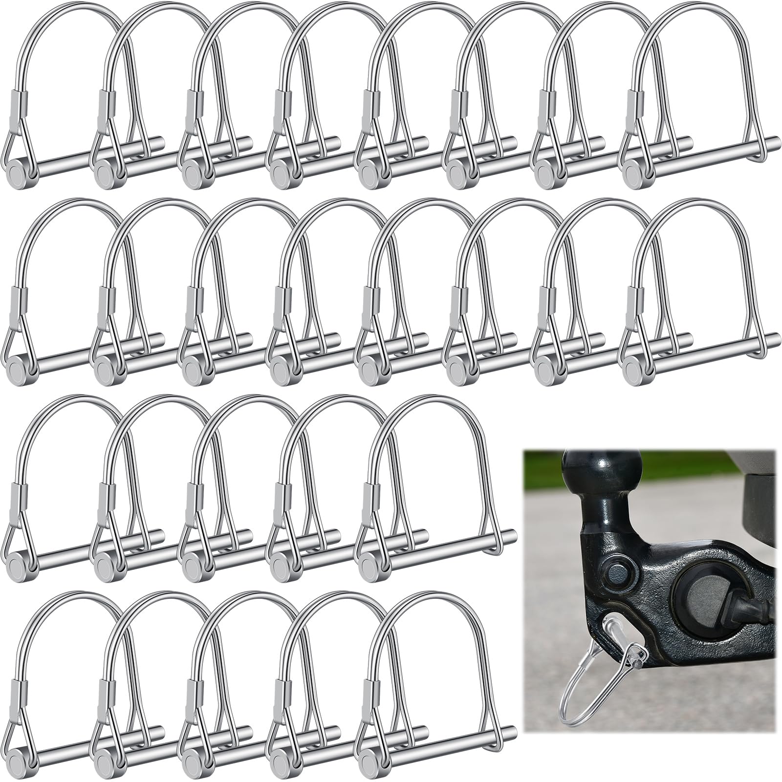 Photo 1 of Pelopy 30 Pcs Arch Trailer Coupler Pin 3/16" x 1.97" Safety Shaft Locking Pin Heavy Duty Hitch Pins Carbon Steel Trailer Gate Pin for Wagons Towing Farm Garden Lawn PTO and Hitches