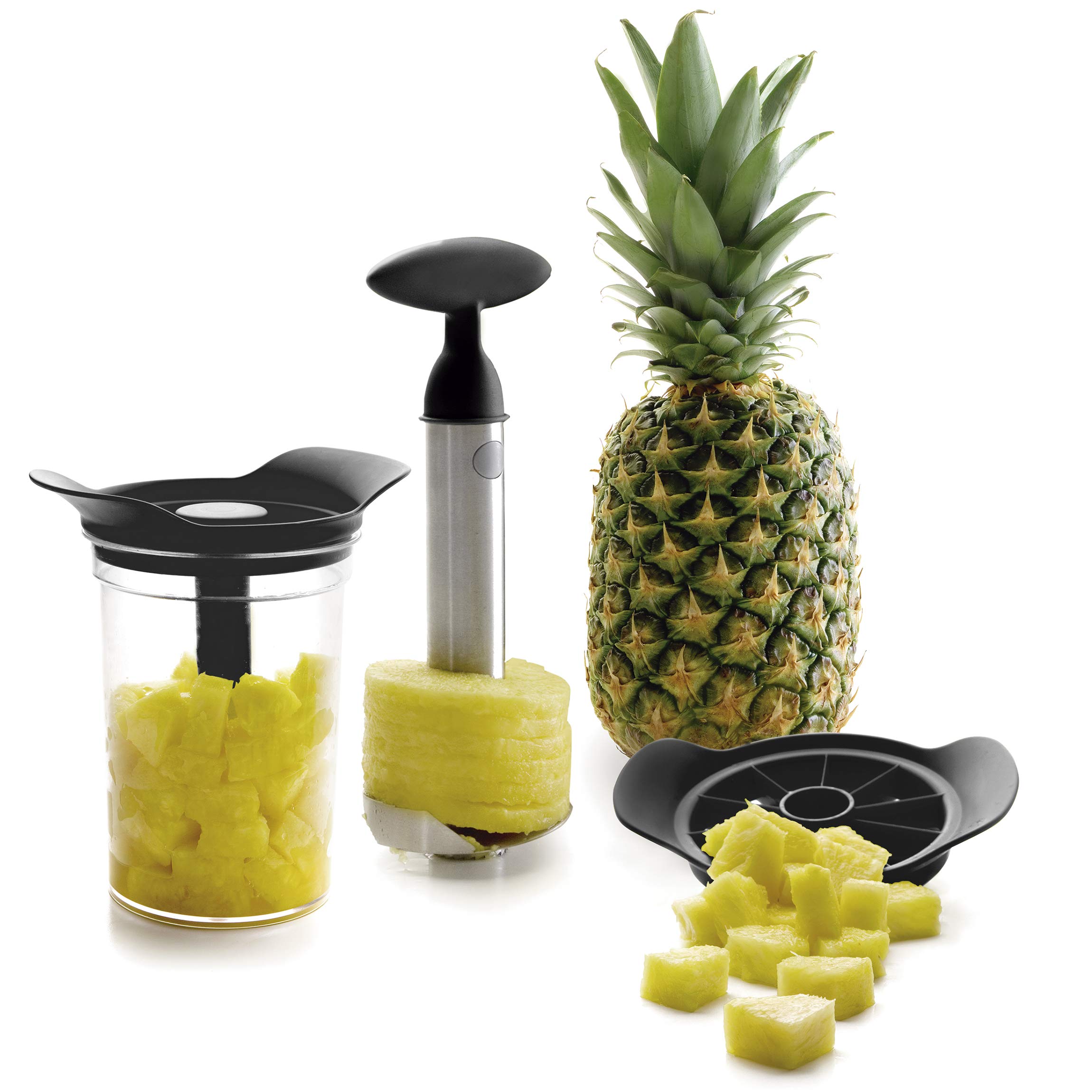 Lacor 60393 Pineapple Cutter/Peeler with Canister, 30 x 9 x 30 cm, Black