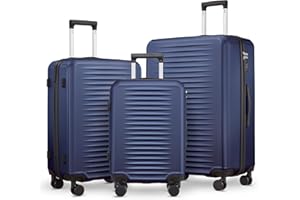3 Piece Luggage Sets (20+24+28) Suitcase Set, Carry on Luggage and Checked Luggage with Spinner Wheels, Blue