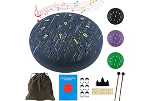 Oun Nana Rain Drum for Outside When It Rains, 6 Inches 11 Notes Steel Tongue Drum with Drumsticks, Holder, Finger Paddle, Music Book, Travel Bag, Waterproof Echos Drum Rain Chimes for Outside Garden