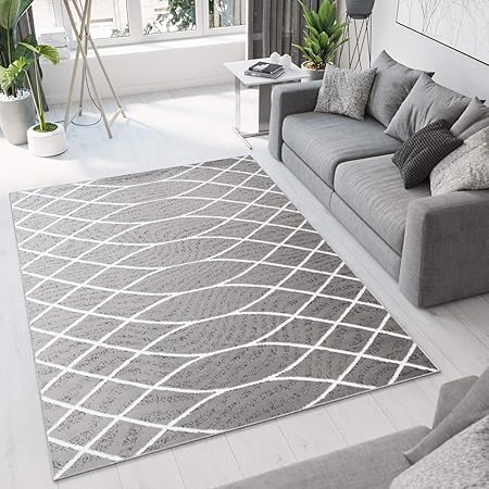 Tapiso Bali Tappeto Moderno Salotto Sala Camera Da Letto Grigio Chiaro Astratto Geometrico Pelo Corto 140 X 200 Cm