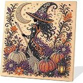 OSFRIAGE Halloween Witch/Skull Pearl Diamond Art Kits with Frame (Witch) | Halloween Pearl Art Kits for Adults, Shining Diamond Painting Kit, Halloween Ghost Pearl Art DIY Kit