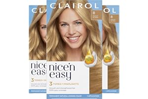 Clairol Nice'n Easy Permanent Hair Dye, 8 Medium Blonde Hair Color, Pack of 3