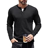 COOFANDY Mens Knit Henley T-Shirts Dress Long Sleeve Sweater Casual Collarless Quarter Button Pullover