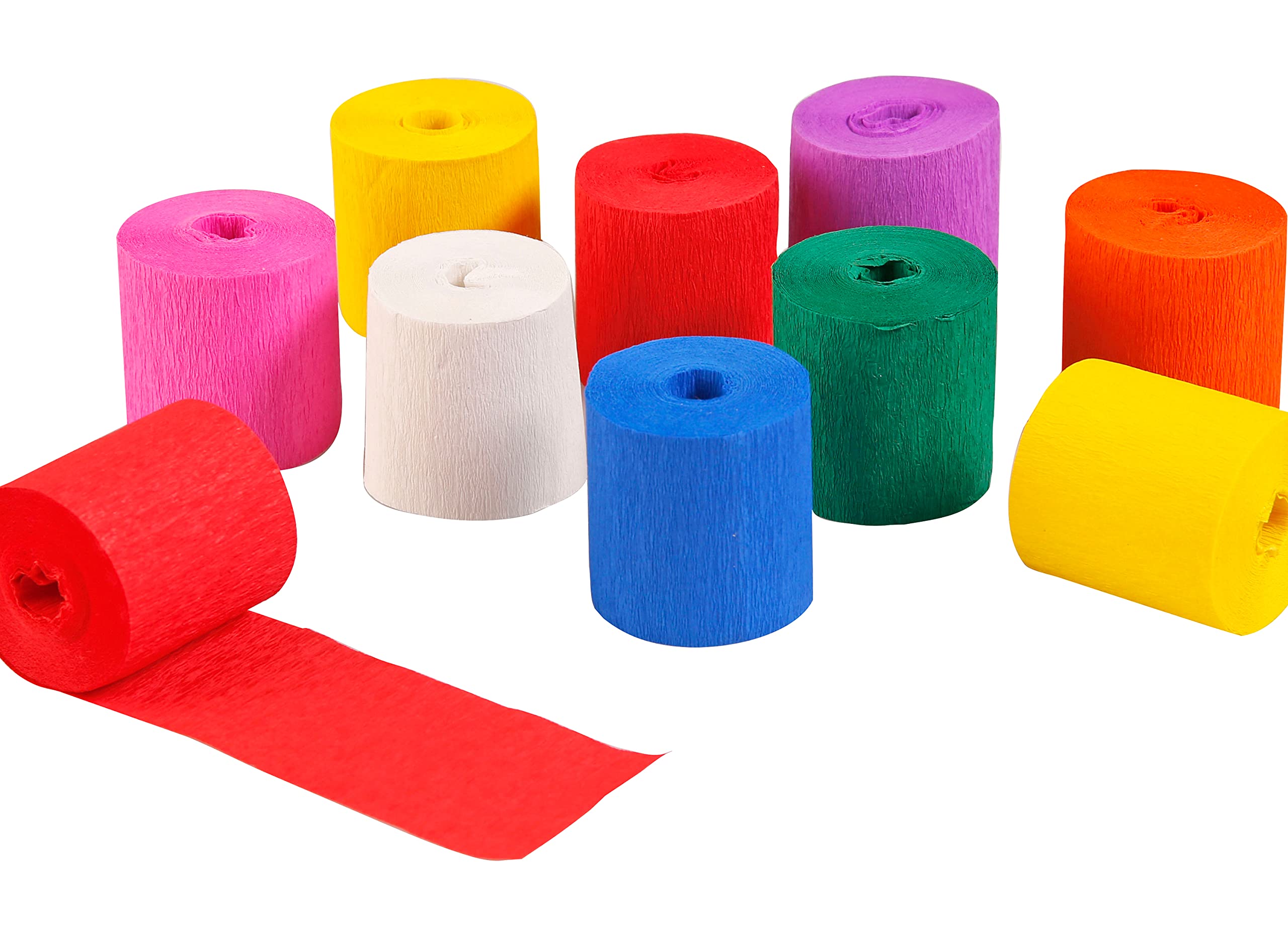 Clairefontaine 914299C Pack of 10 Strips Fireproof Crepe Paper Non-flammable Format (l)5cmx(L)10m Creative Adults Children DIY Decoration Mixed Ast 8 Colours