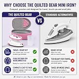 The Quilted Bear Premium Mini Steam Iron Pink with Hard Shell Case and Rest view 8