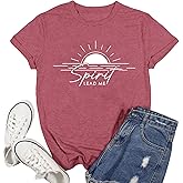 Ascrazy Christian Shirts for Women Bible Verse Blessed T-Shirt Spirit Lead Me Faith Tee Tops