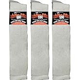 Loose Fit Stays Up Men's and Women's Over the Calf Boot Socks (Knee High) 3 PK Made in USA Cushioned Sole