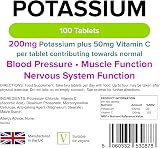 Lindens Potassium 200mg Tablets with 50mg Vitamin C 100 Vegan UK Made view 2