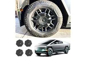 KSGMFED 4PCS Wheel Center Caps Compatible with Tesla Cybertruck 2023 2024 Accessories,Hexagon Full Center Cover Replacement Waterproof Wheel Hub Cap for 2024 Cybertruck Exterior Accessories,Black