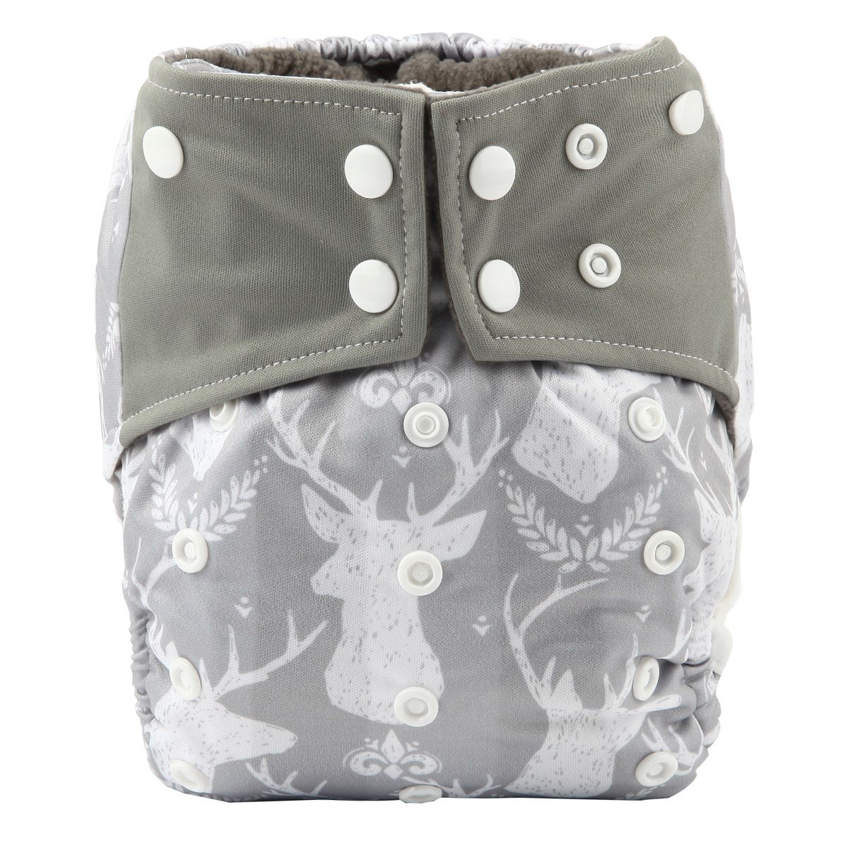 Sigzagor Baby Pocket Cloth Diaper Nappy Charcoal Bamboo Inner Double Gussets Reusable Washable 8lbs-36lbs (Grey Deers)