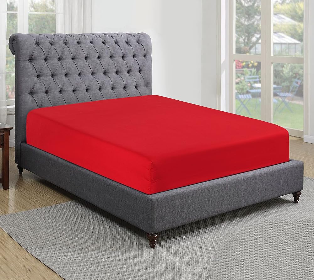 Sapphire Collection 200TC 100% Egyptian Cotton Fitted Sheet Red Double