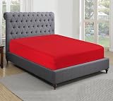 Sapphire Collection 200 Thread Count Egyptian Cotton Fitted Sheet King Red