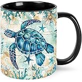 Yamegoun Sea Turtle Coffee Mug 11oz Ceramic Tea Cup Kitchen Decor Microwave Safe for Office and Home Novelty Christmas Gifts for Men Women