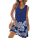 Swimsuit Coverup Summer Dresses for Women Eyelet Casual Loose Sleeveless Sundress with Pockets