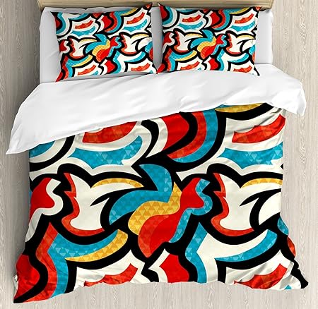 Psychedelic Duvet Cover Set By Ambesonne Graffiti Inspired Street