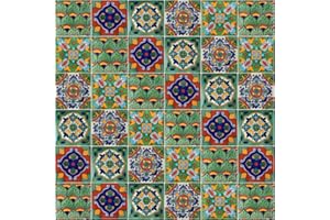 COLOR Y TRADICIÓN Mexican Tiles Mix Box of 100 Talavera Tiles Hand Painted 5 Colonial Patterns F100