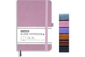 LEAGIM Blank Journal Notebook, A5, 192 Pages 100 GSM Thick Sketch Book for Women Men, Hardcover Leather Unlined Journaling for Work, Notebooks for Writing, 5.8 inches x 8.5 inches (Pink)