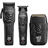 BESTBOMG Professional Cordless Mens Hair Clippers & Beard Trimmer and Electric Shavers Kits & Sets,Metal Hair Clippers Cutting Grooming Kit with Long Battery Life for Family Barber Use (Black)