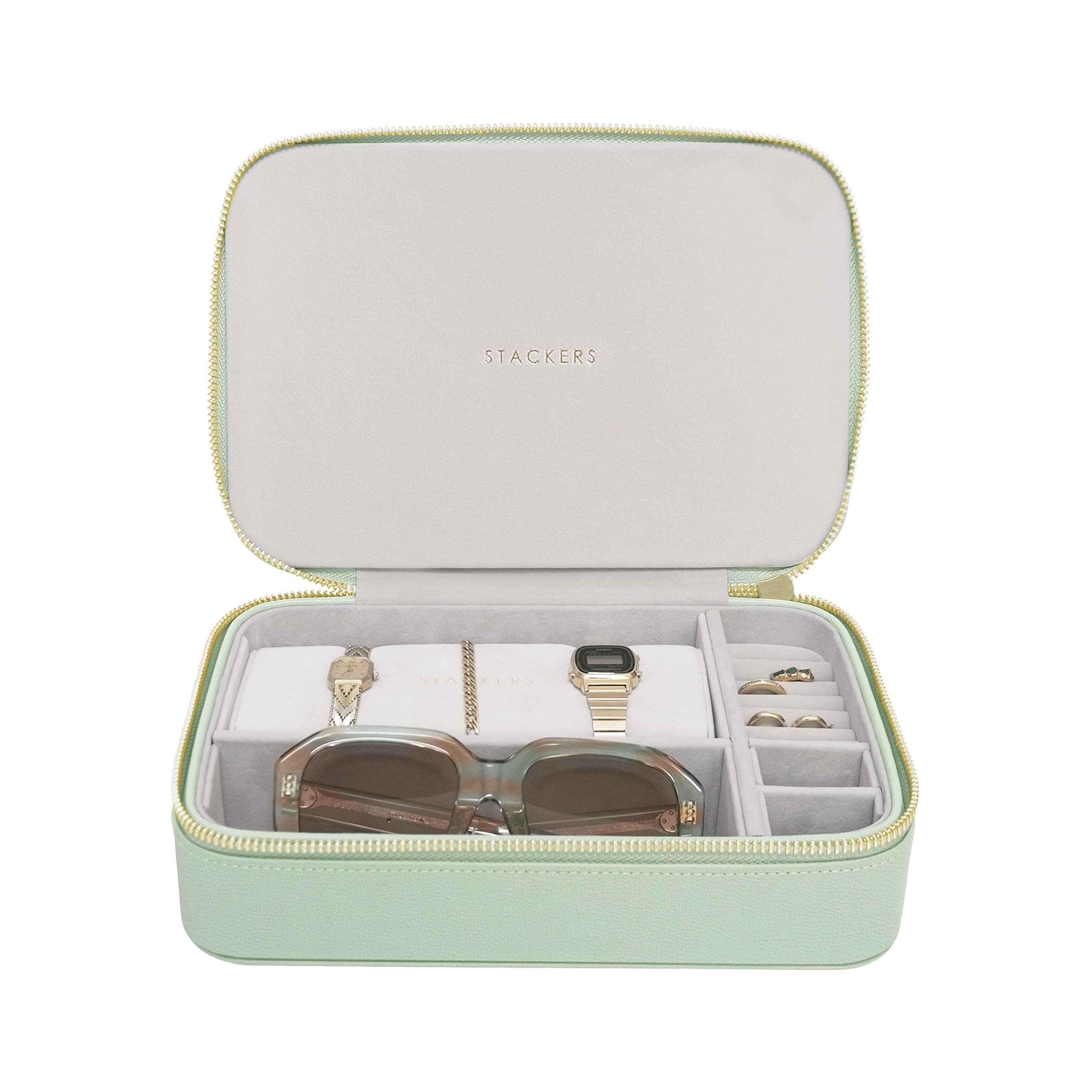 Stackers Sage Green Travel Jewellery & Accessories Box
