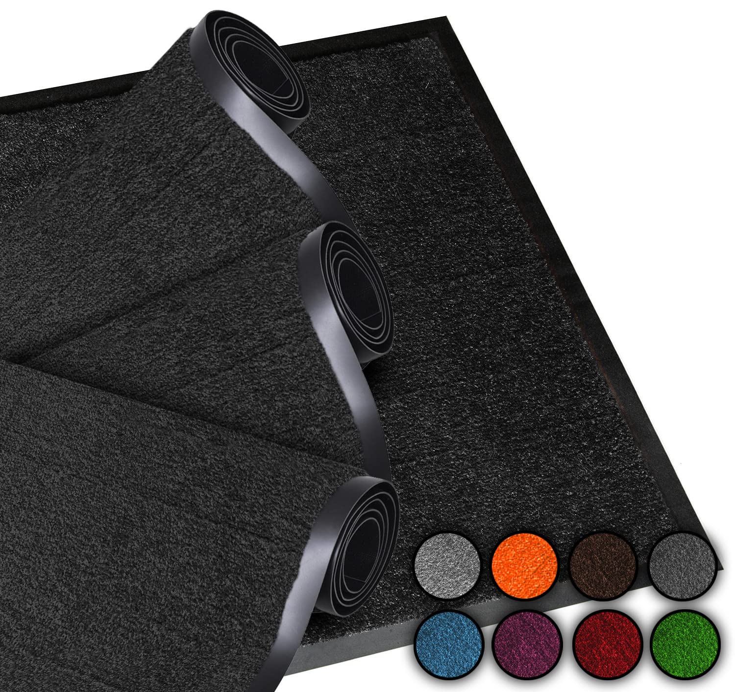 LucaHome Door Mat Entrance Home Indoor and Outdoor Door Mat | Outdoor Rug for Door Entrance Home, Washable, Padded, Non-Slip, Hallway, Kitchen, Bedroom (Black 2 Units, 60 x 80 cm)
